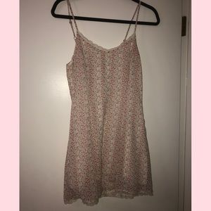 Flower Pattern Dress with Lace Trim